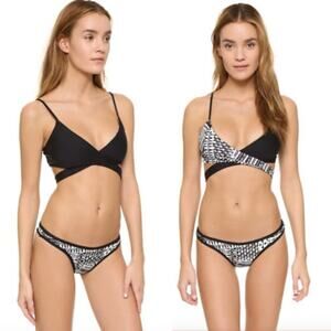 L*SPACE Womens Reversible Bikini Ivory Coast Chloe Wrap 2 Pc Swim Suit Set S